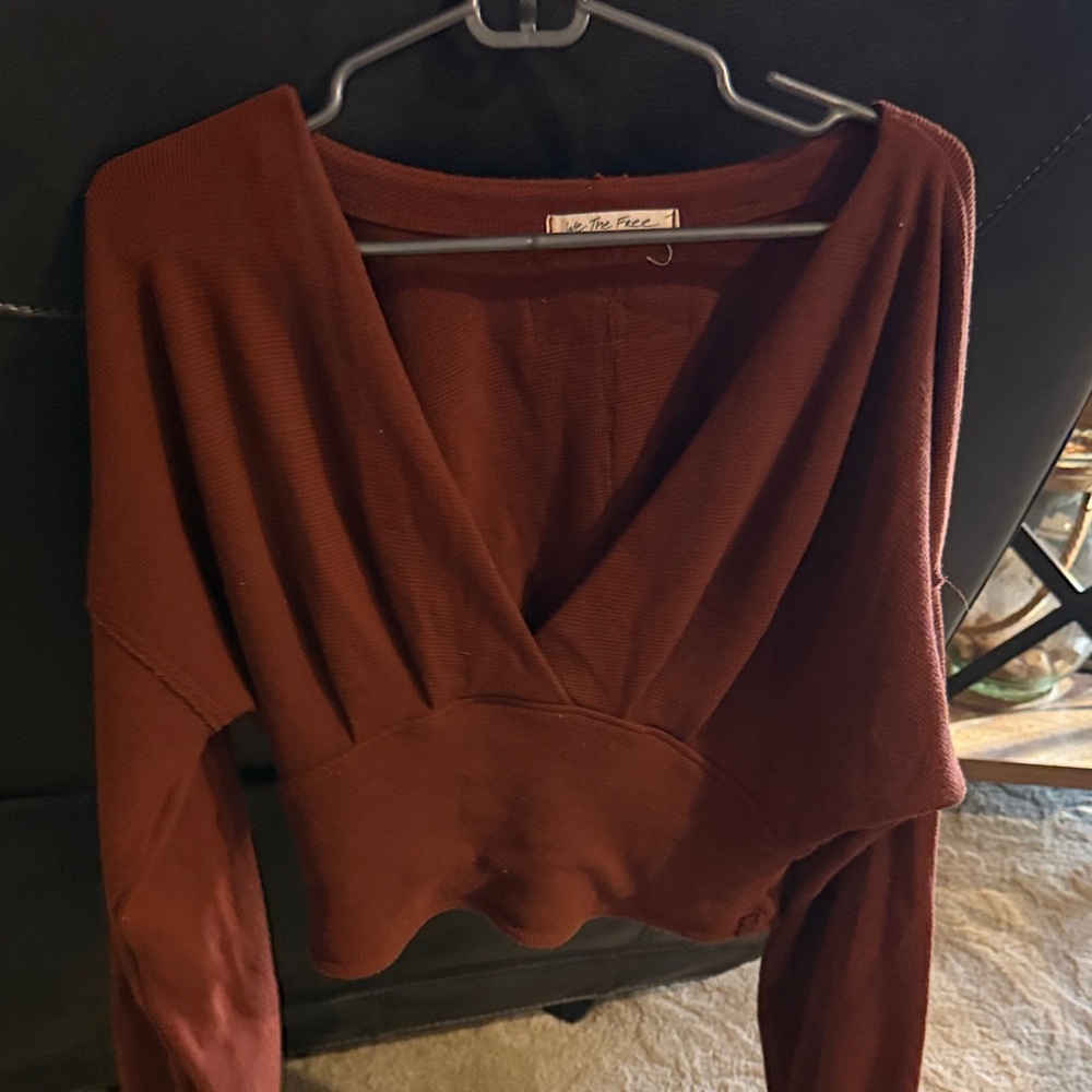 We The Free burnt orange Long Sleeve Crop Top